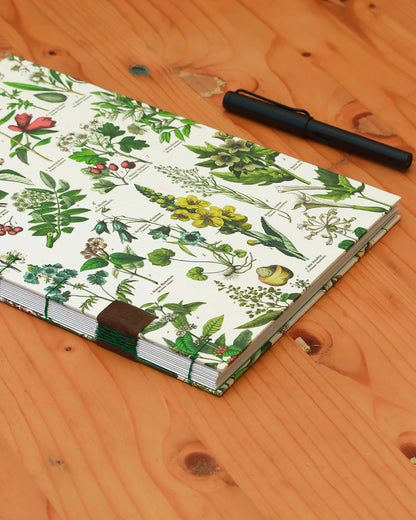 Quaderno da scrivania A4 con illustrazioni botaniche e carta di birra Weiss - verde