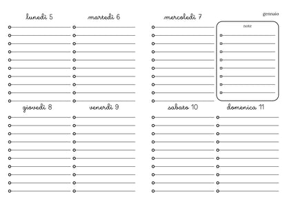 Agendina 2026 nera con stemmi rosa e verdi (mix copta-francese con elastico e busta)
