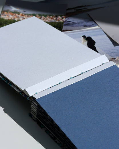 Album medio fotografia orizzontale | rilegatura copta | maioliche siciliane blu, azzurro e ocra