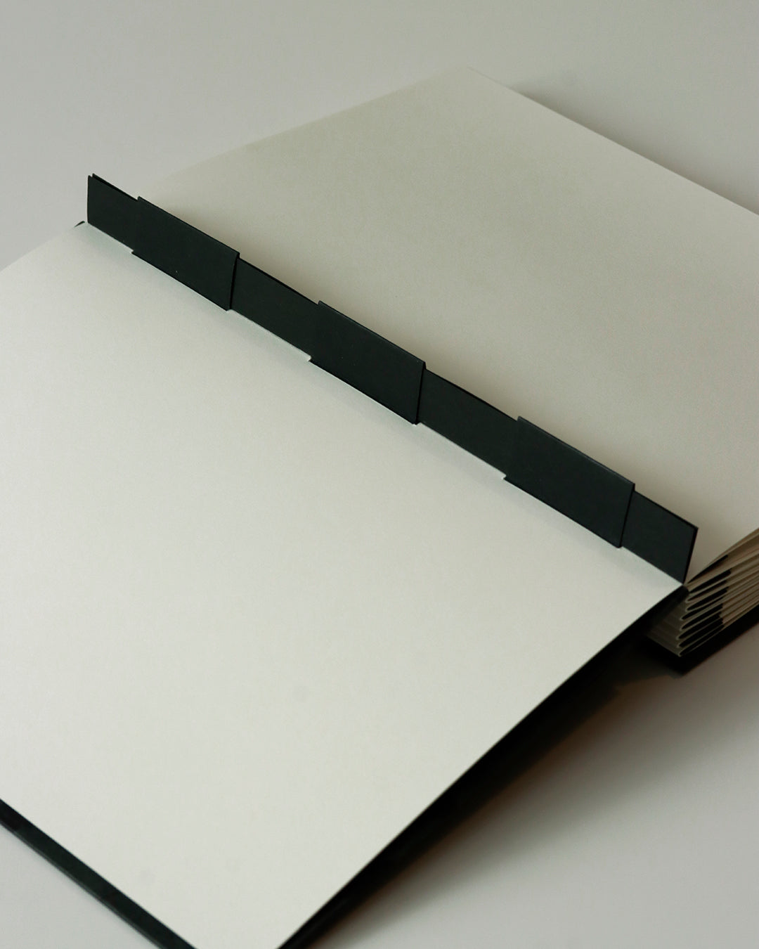 Album medio fotografia o guestbook | formato verticale con pagine crema sfilabili | copertina in carta di lokta con foglie ginkgo nero