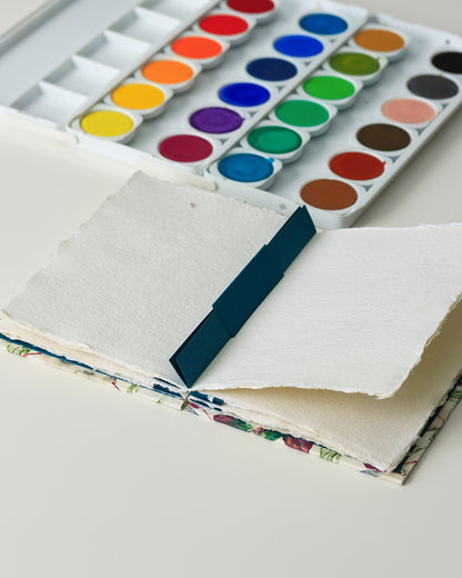 Quaderno A6 Acquarello, Collage e Calligrafia 100% cotone, fiori di cotone