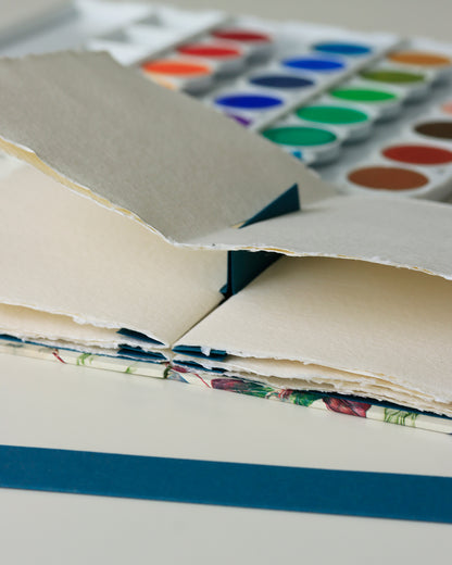 Quaderno A6 Acquarello, Collage e Calligrafia 100% cotone, fiori di cotone