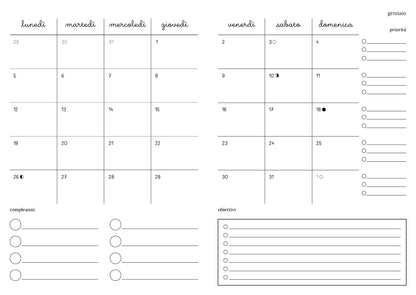 Agenda 2026 figure moderne colorate (mix copta e francese con elastico e busta)