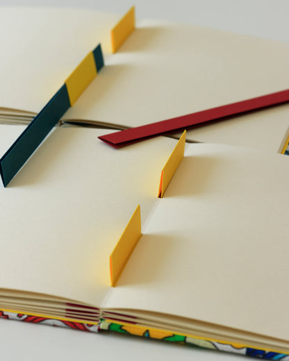 Ricettario formato A5 agrumi, maioliche blu, verde, giallo e rosso