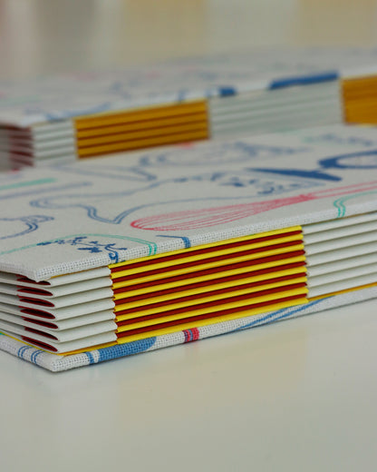 Ricettario A5 con carta di mais 🌽 | Stoviglie blu su bianco