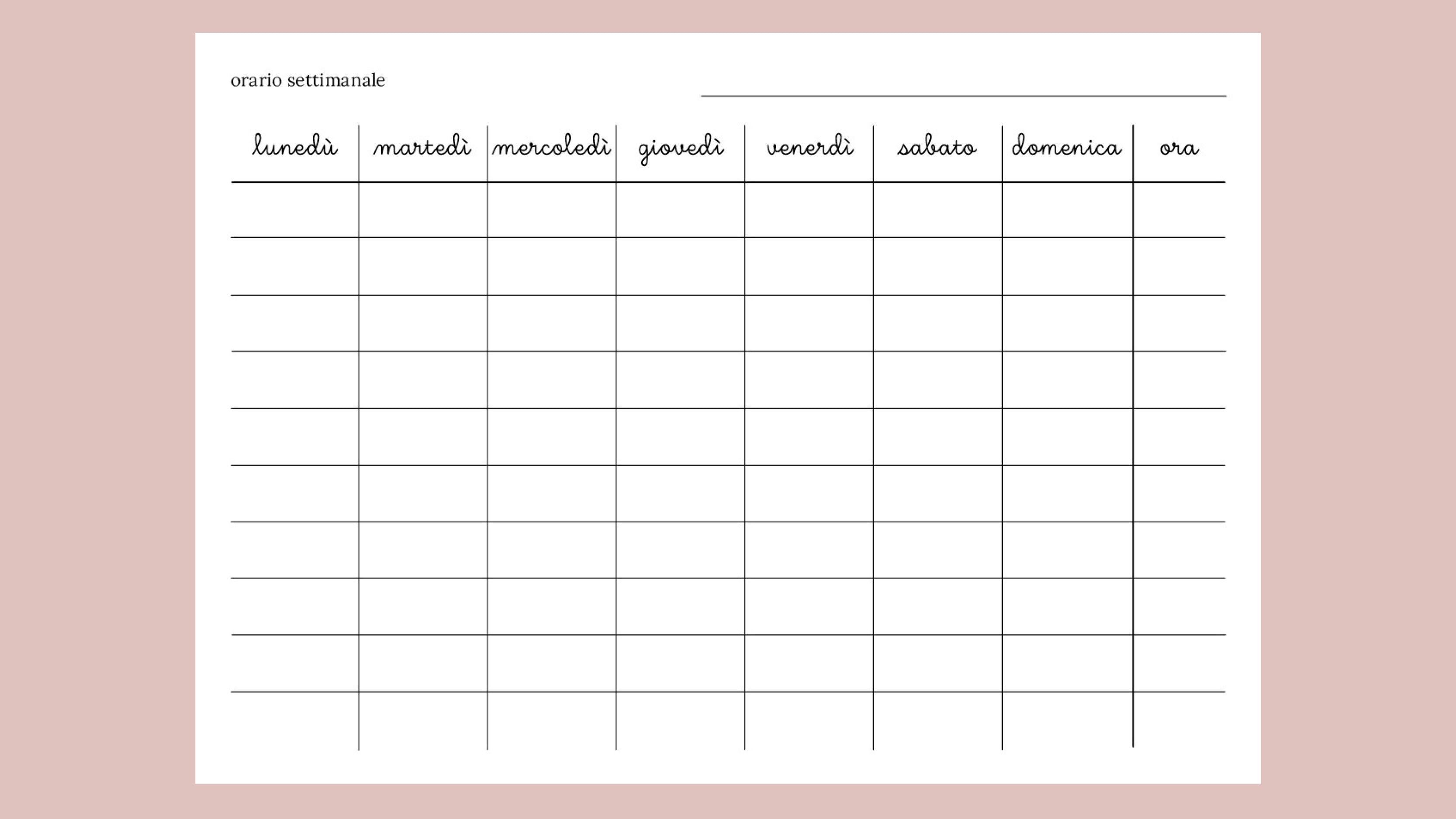 planner orario settimanale