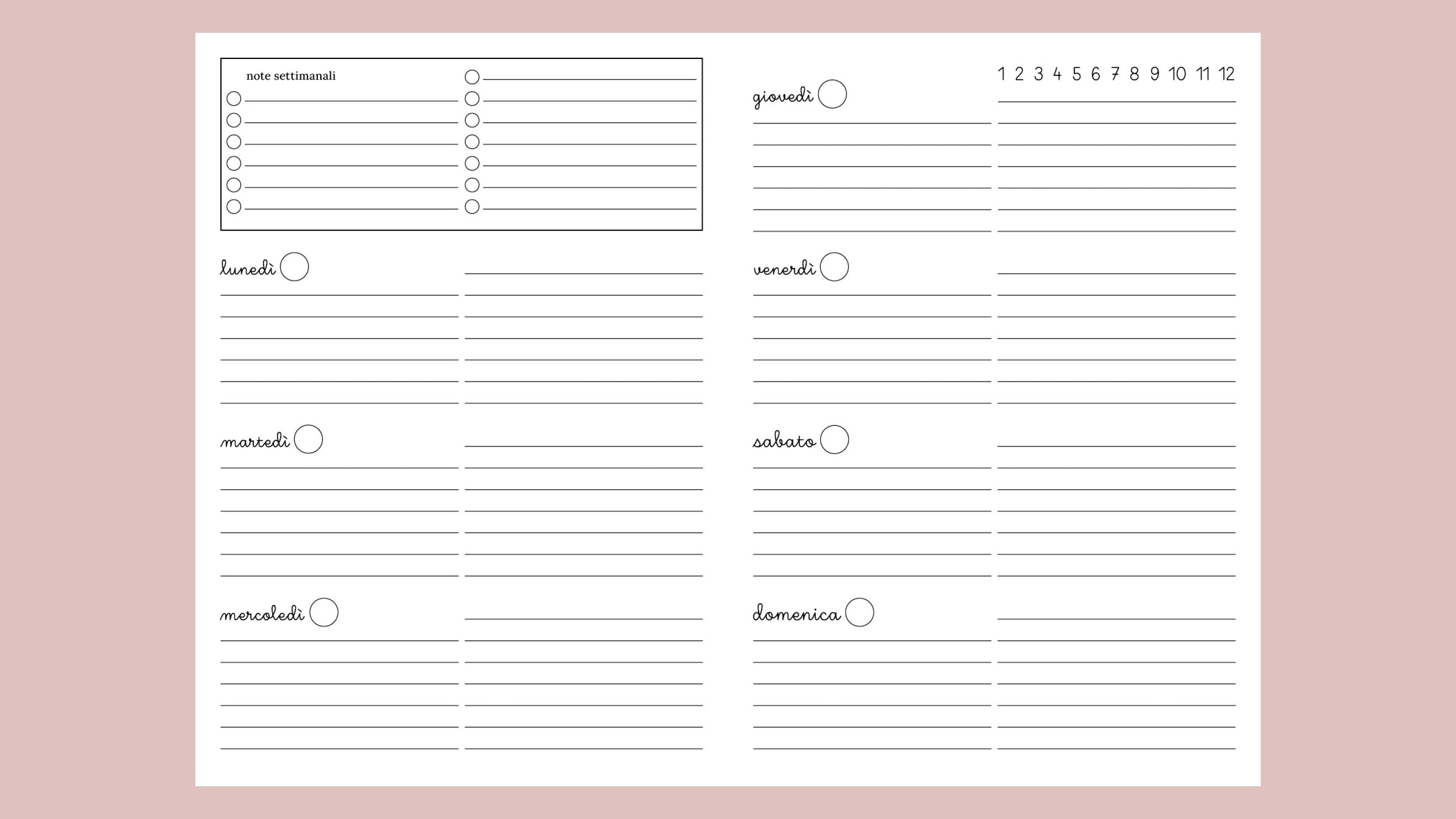 layout settimana orizzontale 
